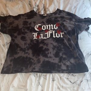 Shirt, black and gray with roses front and back